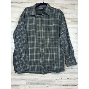 Plaid Workwear Flannel Shirt Sz L Green Button Up Grunge Gorpcore Lunberjack